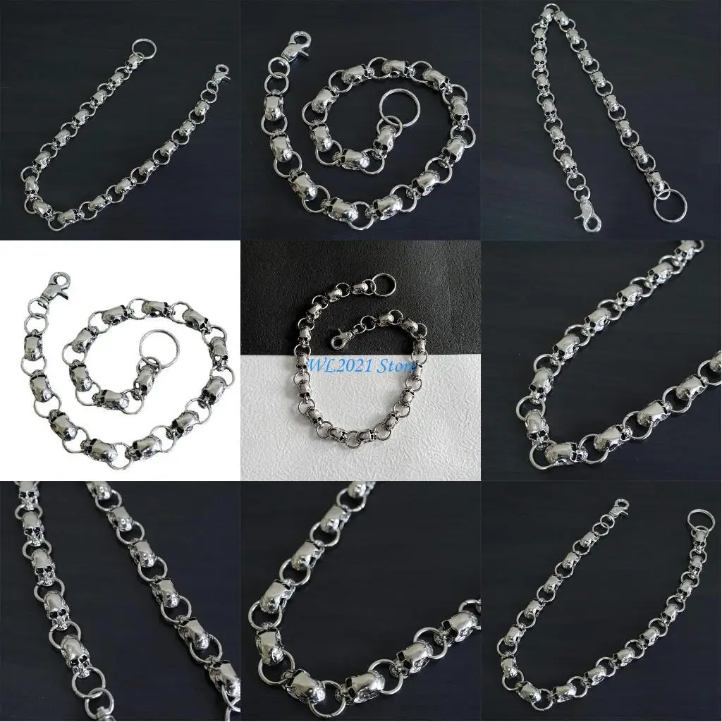 

G5GC Biker-Decor Skull Wallet Chain with Hook Closure Punk Skull Trouser Chain Hip-hop Cool Pant Chain Ornament