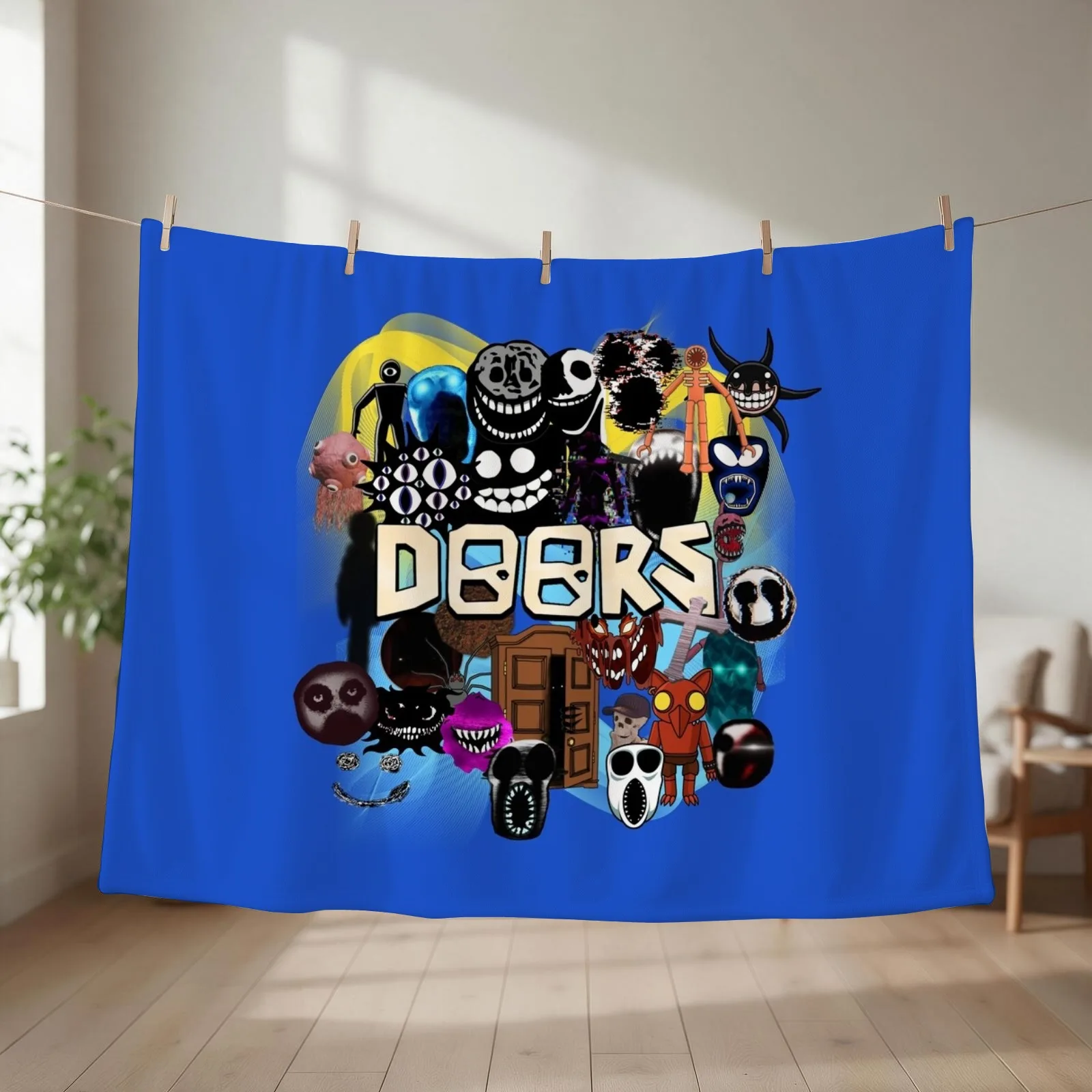 Doors All the Entities New Doors Game Update Throw Blanket couch cozy soft plush fuzzy picnic outdoor blanket