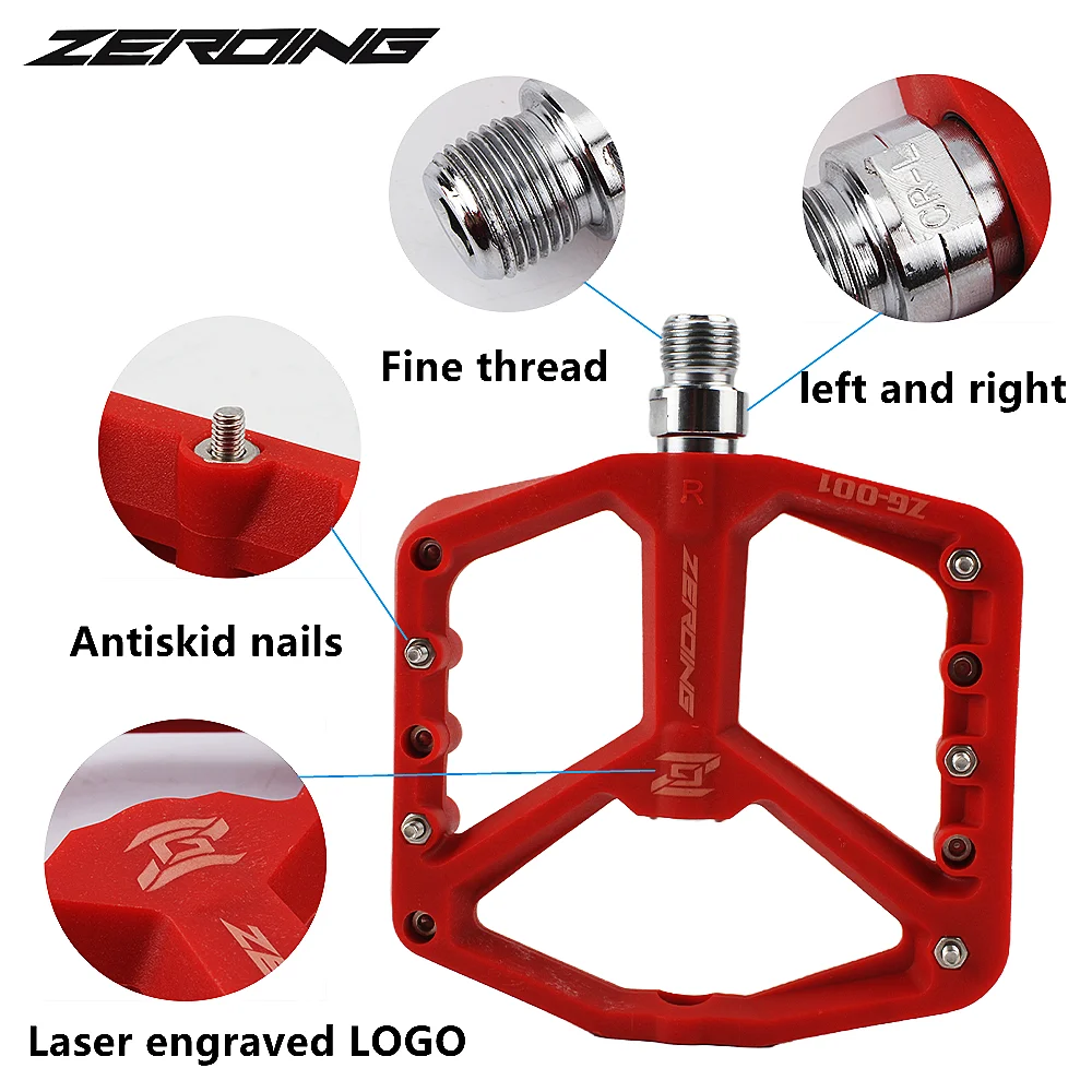 ZEROING Pedals For Bicycle Mtb Mountain Bike Platform Pedal Crank Brothers Bearings Footrest Nylon Flat Pedales Bicicleta