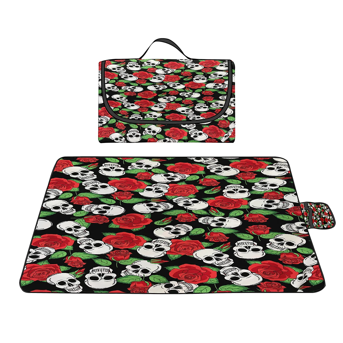 

Oxford Picnic Blankets Waterproof Foldable,Skulls Roses Large Outdoor Picnic Blanket Beach Blankets Camping Blanket Travel Mats