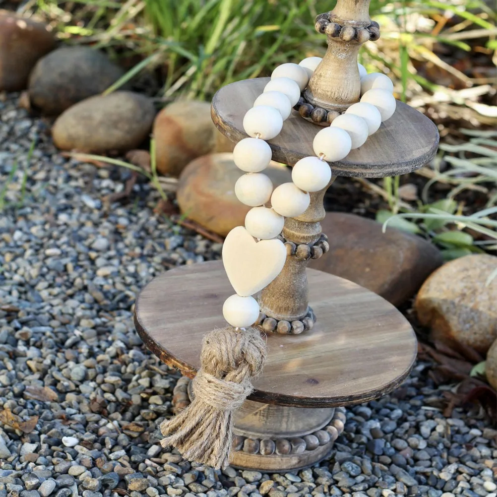 

Natural Wooden Beads Garland Wall Hanging Decor Rustic Farmhouse Home Crafts Jute Bead Ornament Vintage Tray Pendant Jar Door