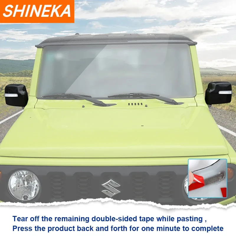 SHINEKA Car Rearview Mirror Shell Decoration Cover Trim for Suzuki Jimny JB64 JB74 2019 2020 2021 2022 2023 Exterior Accessories