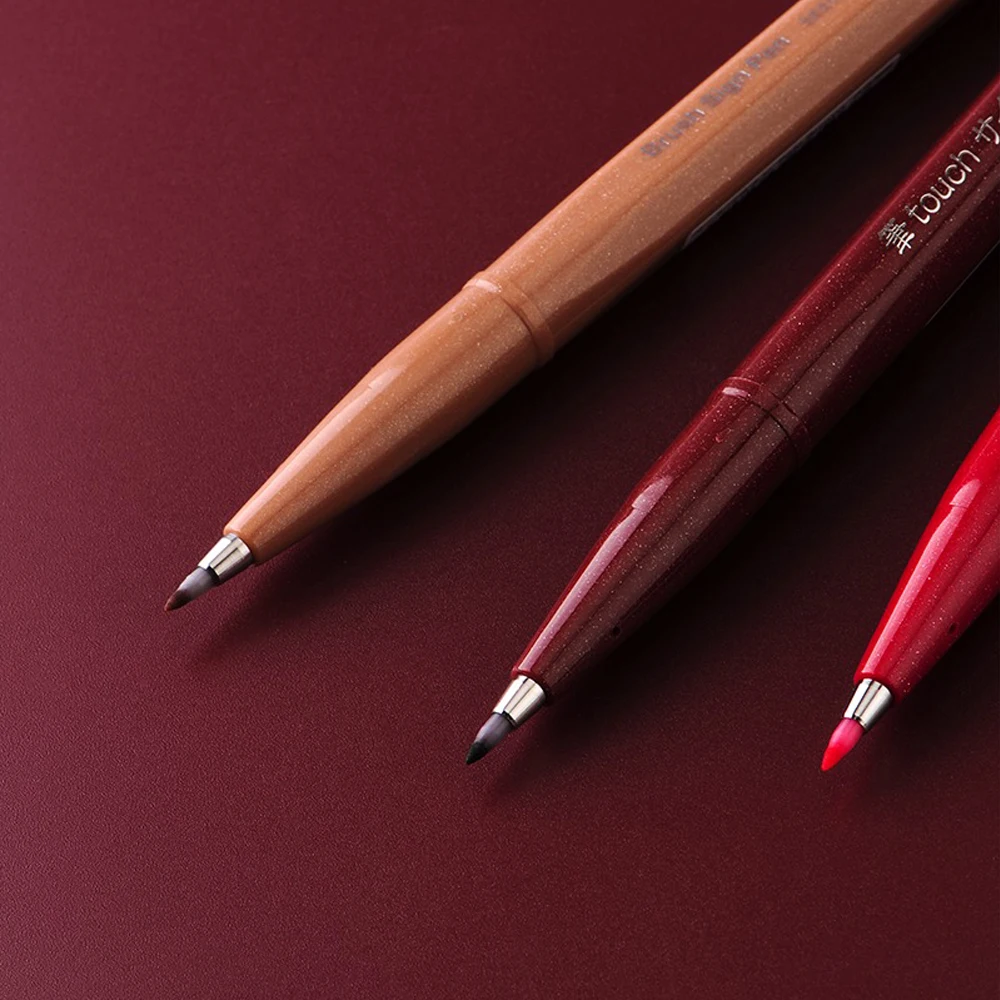 Pentel SES15C Color Soft Head Beautiful Pen Touch Ins Practice Calligraphy Notebook Card Hook Line Painting Pen