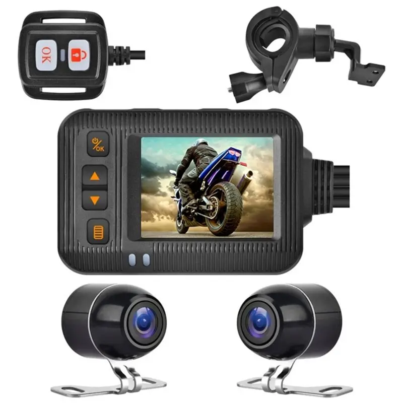 Front& Rear 1080P For Electric Motor Bicycle Dashcam Motorcycle DVR Camera Wifi APP 2" Driving Recorder