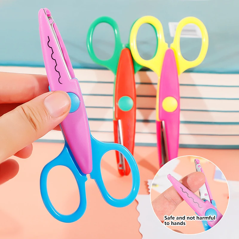 طالب DIY بها بنفسك ألبوم اللون مقص الدانتيل الزخرفية مقص اليد مريحة قطع الورق مقص مقص السلامة الفنية جديد #4