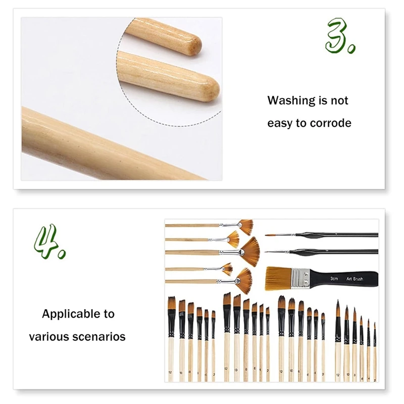 32Pcs Watercolor Paint Brush Stencil Brush Fineliner Brush For Watercolor Gouaches Oil Painting Mininatures