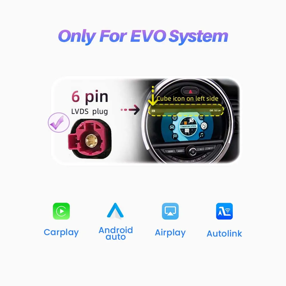 BONROAD Draadloze CarPlay Adapter voor BMW MINI Cooper F55 F56 F57 F54 EVO BIS Android Auto GPS Bluetooth Mirror Link Decoder Box