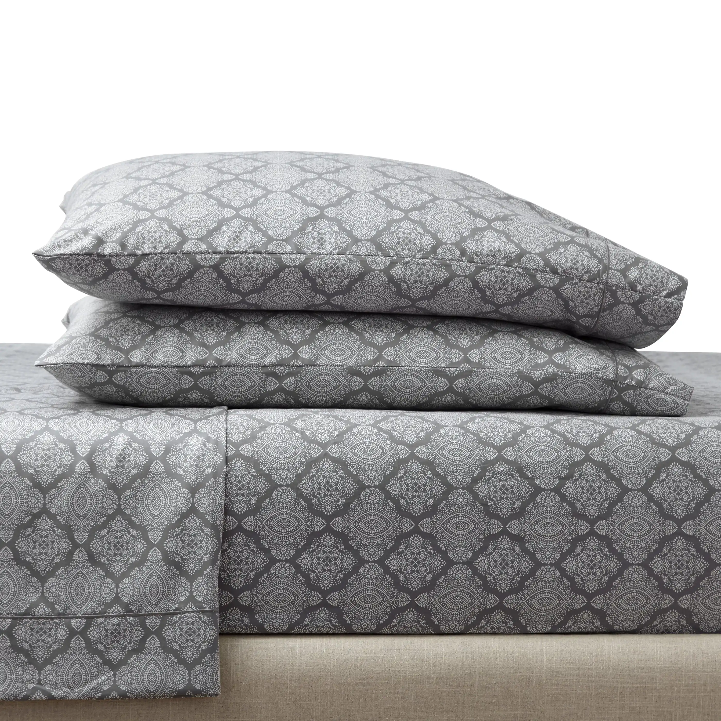 

4-Piece 400 Thread Count Ogee Grey Flannel Performance HYGROCOTTON® Sheet Set, Queen