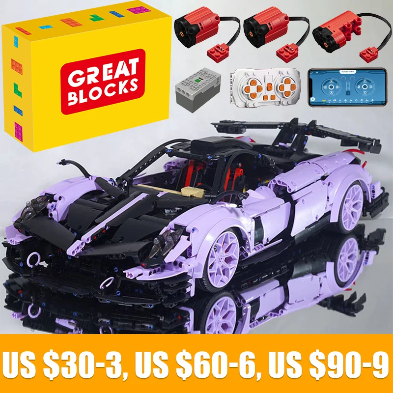 

10252B 1:8 Technical Moter Power APP Remote Control Bricks Building Blocks Super Speed Racing Car Gift Toys Kids Moc Educational