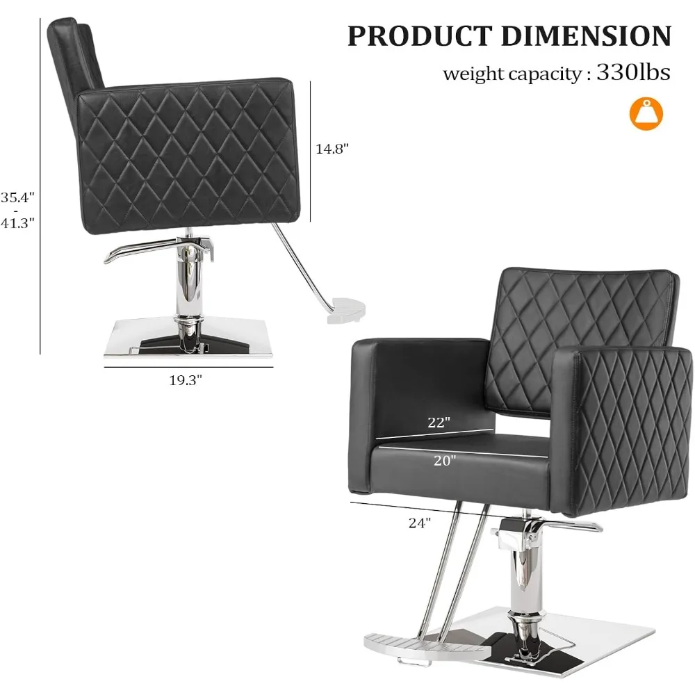 Silla de salón para estilista de pelo, asiento ancho, silla de barbero hidráulica con reposapiés de aleación de aluminio