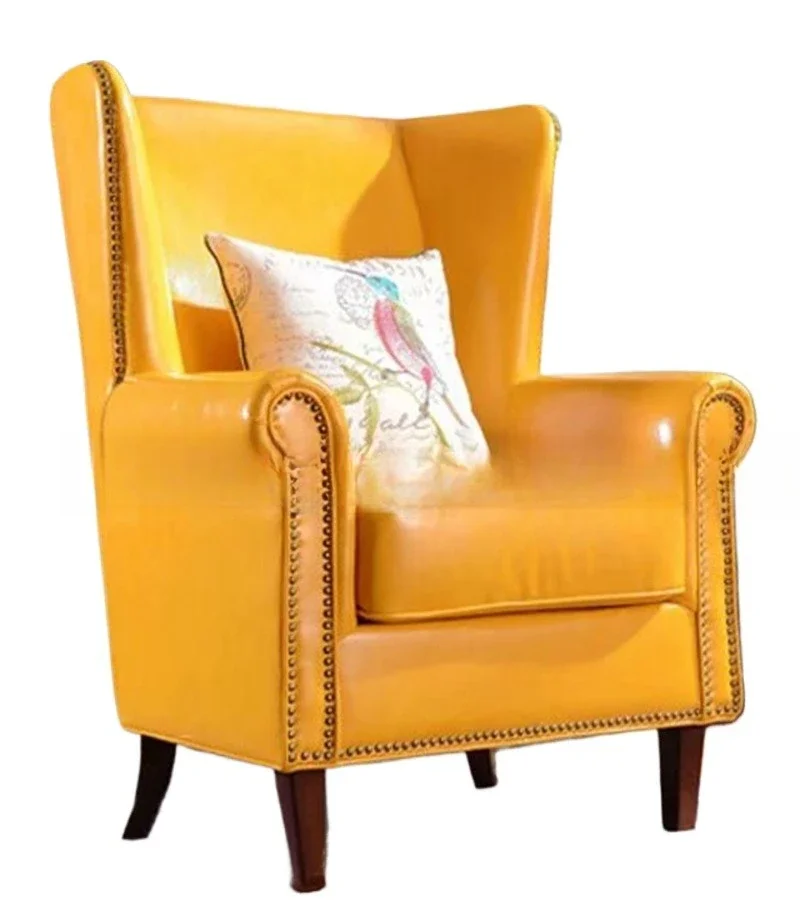 

American retro leather art sofa, casual soft bag single sofa, clubhouse leather tiger chair