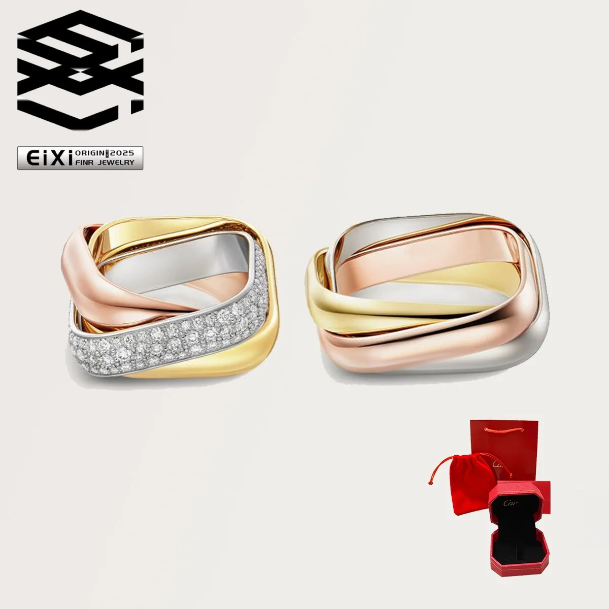 

Fashionable Luxury S925 Square Cross Zircon Ring Party Workplace Daily Versatile Jewelry Gift Box Set - Birthday Gift