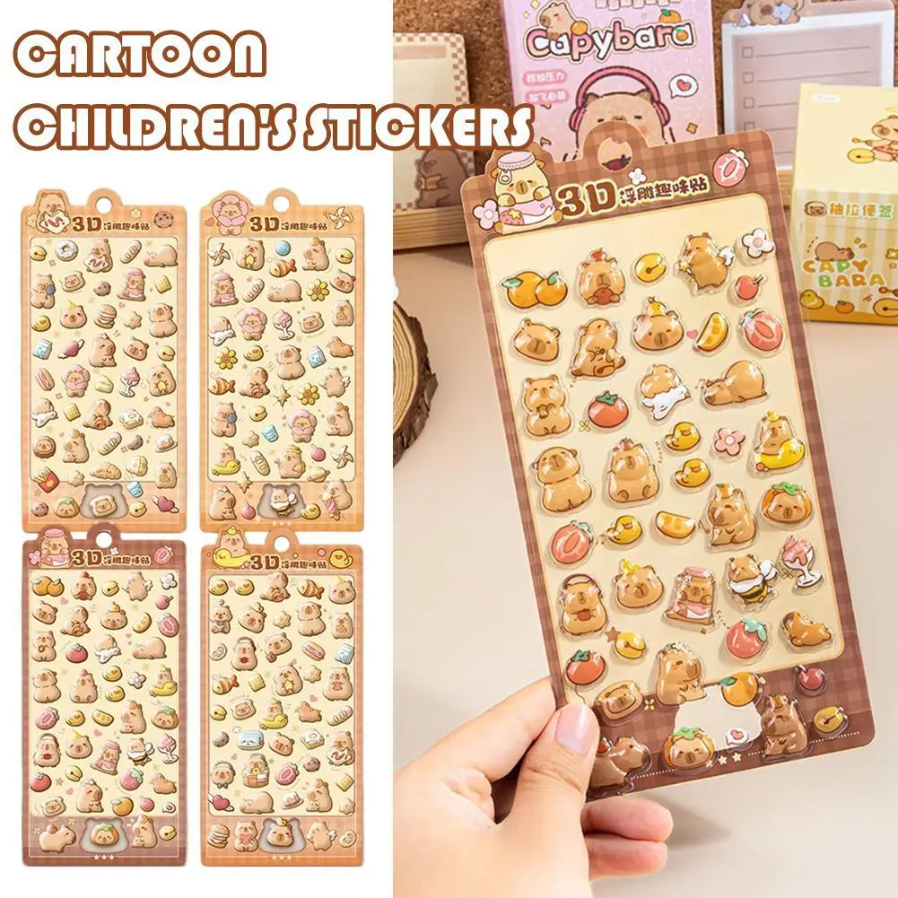 4-حزمة ثلاثية الأبعاد تنقش منتفخ ملصقات للأطفال والفتيات لطيف الكرتون أبل/كاواي شخصية الشارات سكرابوكينغ المجلات