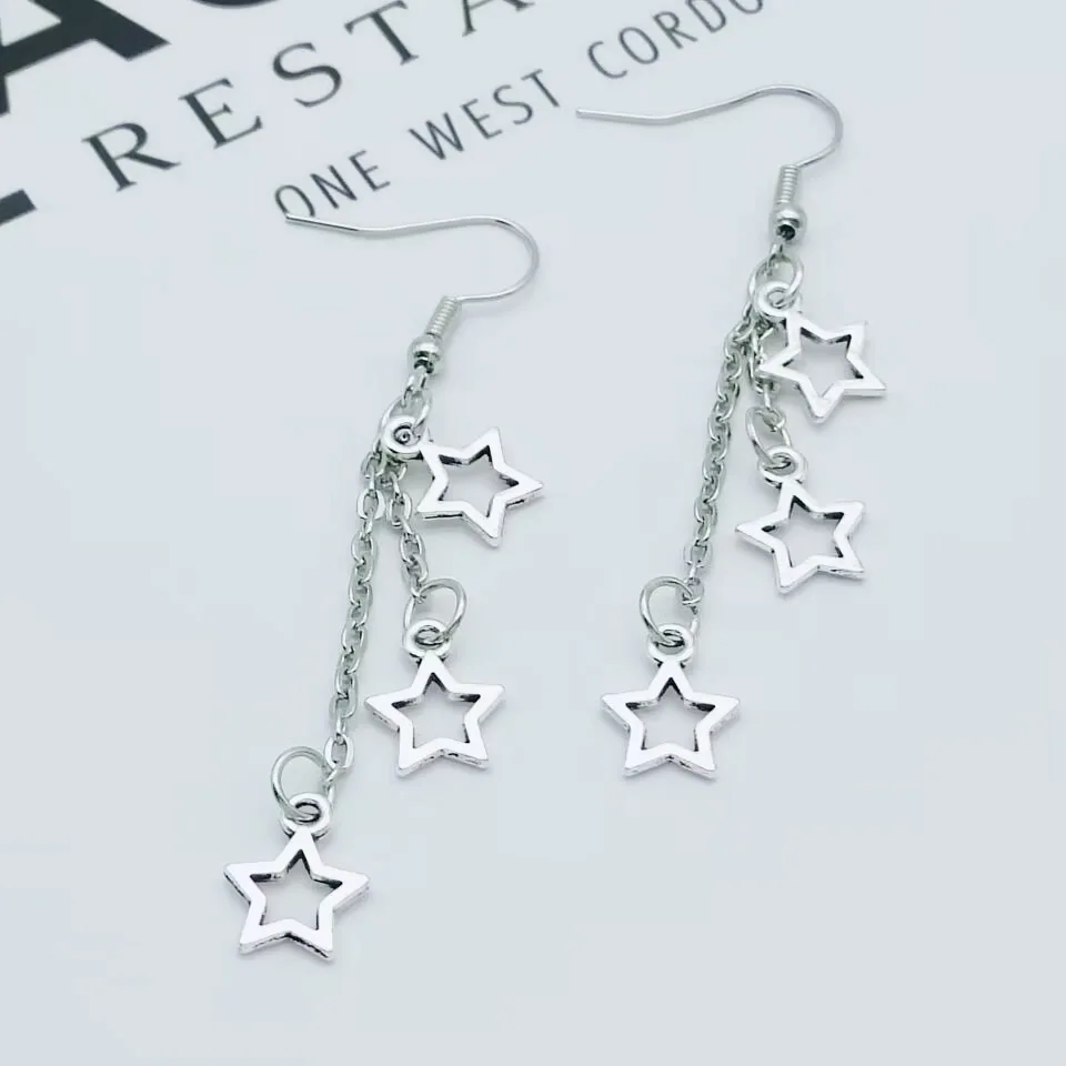 1 Pair Fashion Star Pendant Earrings Women Charm Chain Pendant Tassel Earrings Necklace Jewelry Girl Gift