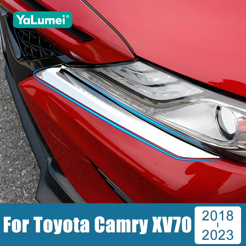 

For Toyota Camry XV70 SE XSE 2018 2019 2020 2021 2022 2023 Stainless Car Headlight Eyebrow Eyelid Trim Cover Strips Stickers