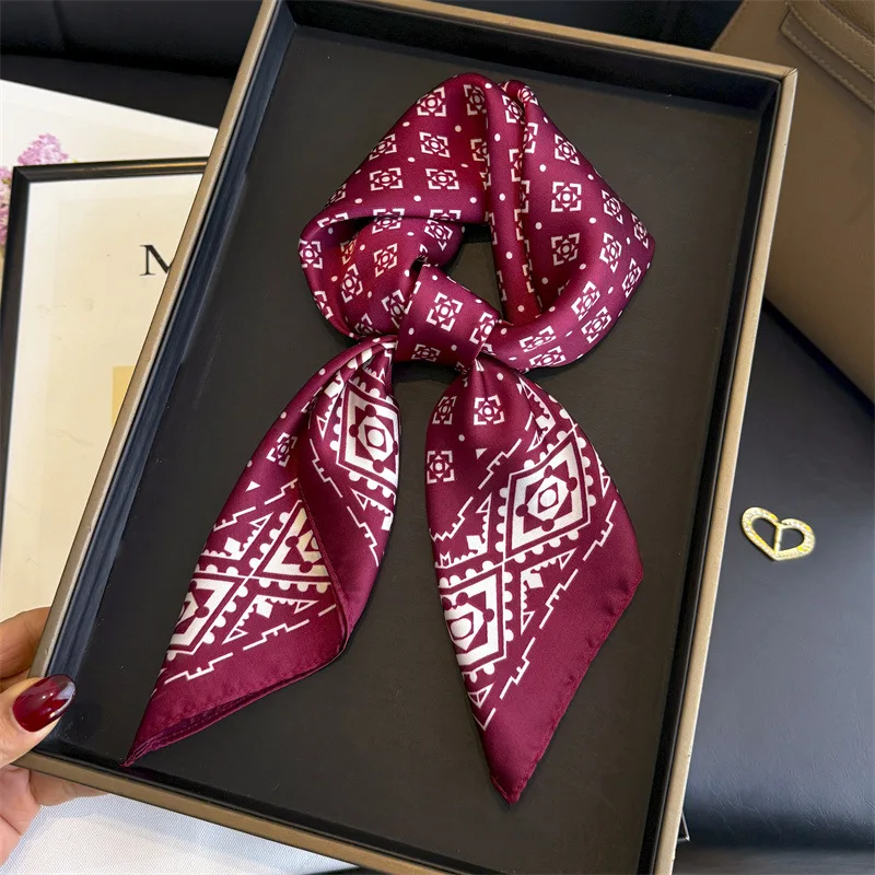 

Scarf Ribbon Silk Hijab Fashion Shawl Wraps Bandana Headband Neckerchief Foulards Femme Female Accesories Luxury Brands