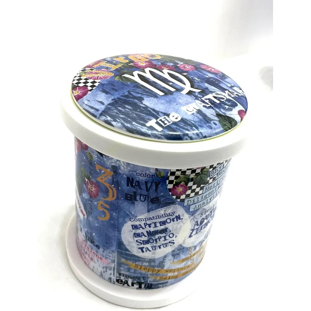 شمعة الصويا المعطرة بالياسمين ذات طابع علم التنجيم، 12.3 أونصة، وقت حرق 80 ساعة، جرة سيراميك قابلة لإعادة الاستخدام، صفعة مثالية لحرق العذراء زوديا #4