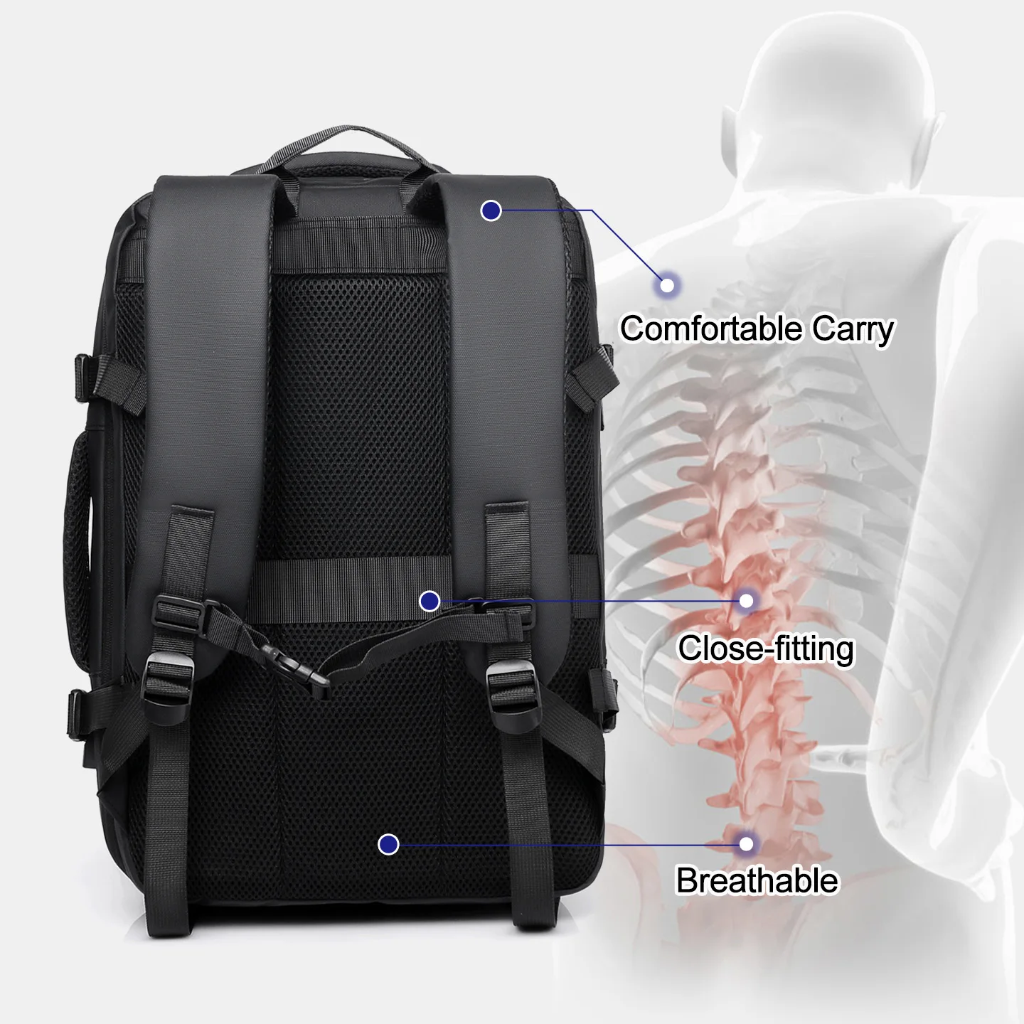 미니멀리스트 대용량 남성 비즈니스 백팩 확장형 디자인 내구성 있는 남성 여행 백팩 남성 출퇴근용 노트북 백팩