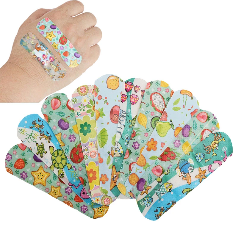 100pcs/lot Cartoon Waterproof Breathable Band Aid Bandage First Aid Wound Dressing Medical Tape Wound Emergency Kits Bandaids