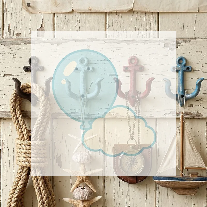 Vintage Nautical Cast Iron Anchor Wall Hooks Durable Fit Coastal Home Hang Towels Bags Keys