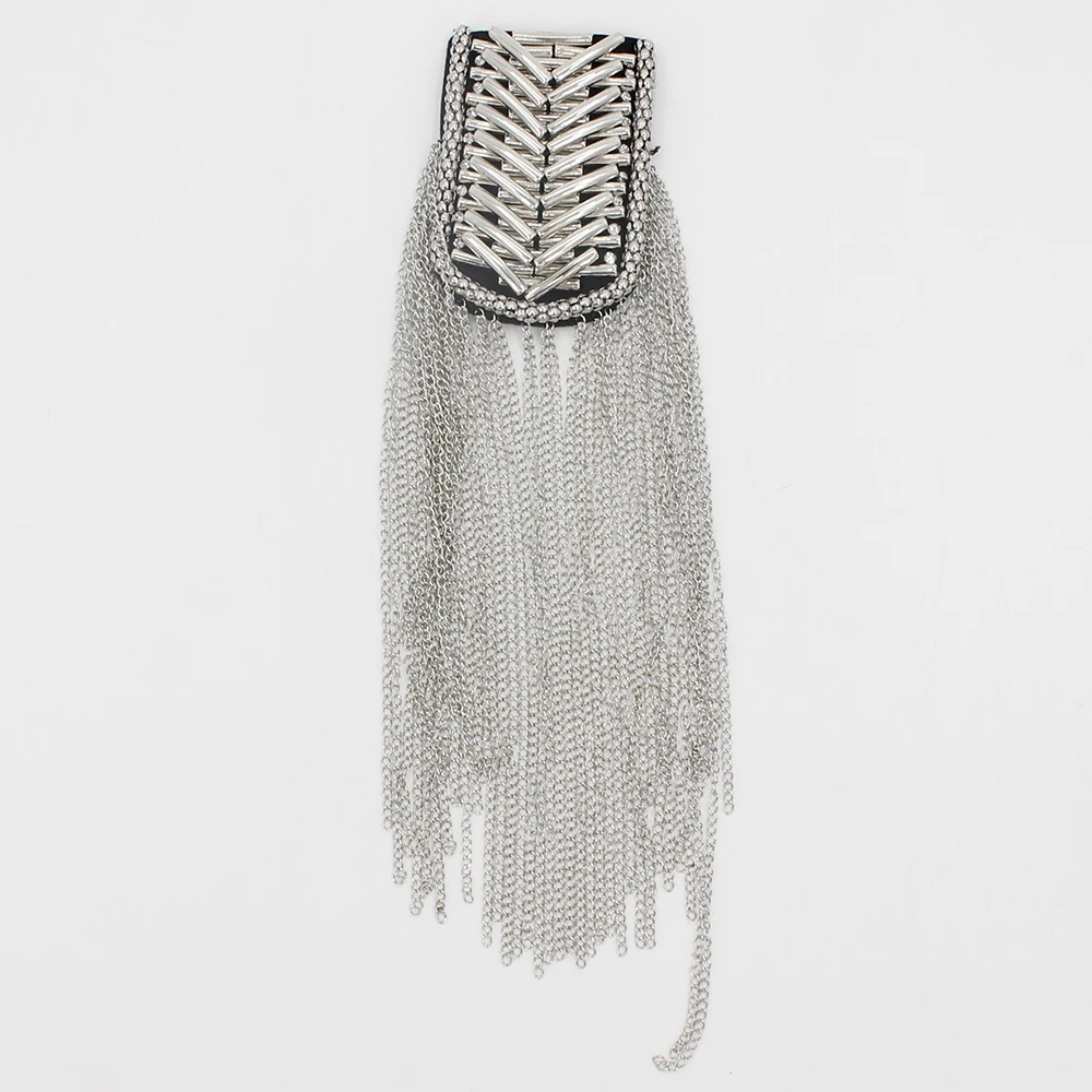 2pcs Tassel Beaded Epaulette for Clothes Punk Coat Suit DIY Badge Epaulets Shoulder Patches Appliques Sewing Accessories