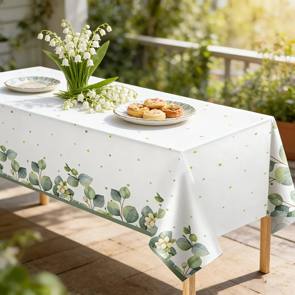 Spring Green Sage Disposable Tablecloth, Wedding Decorations, Summer Decoration, Garden Decor for Outside, Outdoor Decor, Spring/Summer Wedding Birthday Party Plastic Tablecloth, Bohemian Green 3pcs/1pc Set, 54