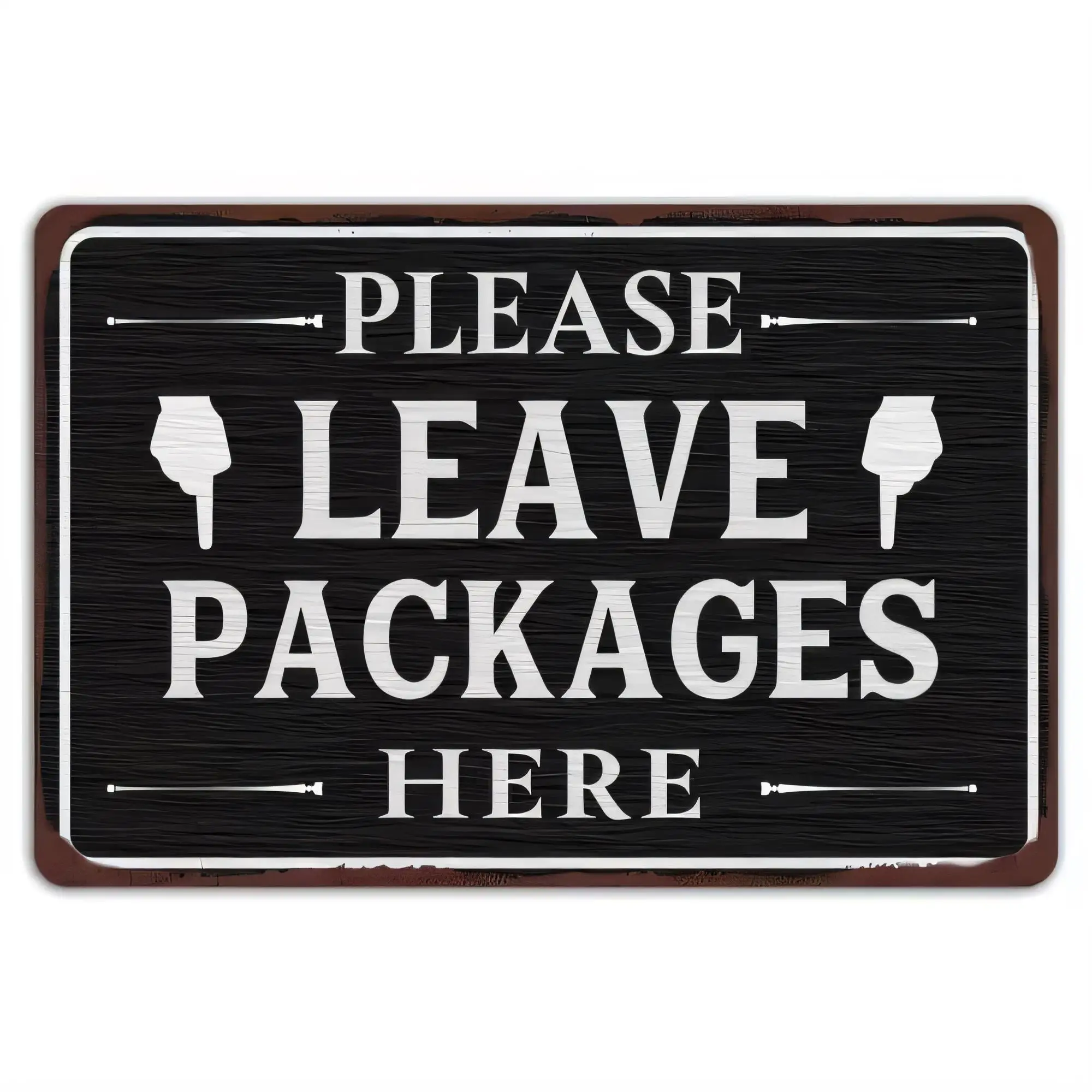Tin Sign Please Leave Packages Here Rustic Mailbox Door Wall Decor Funny Delivery Notice Metal Plaque Poster for Home Office Sho