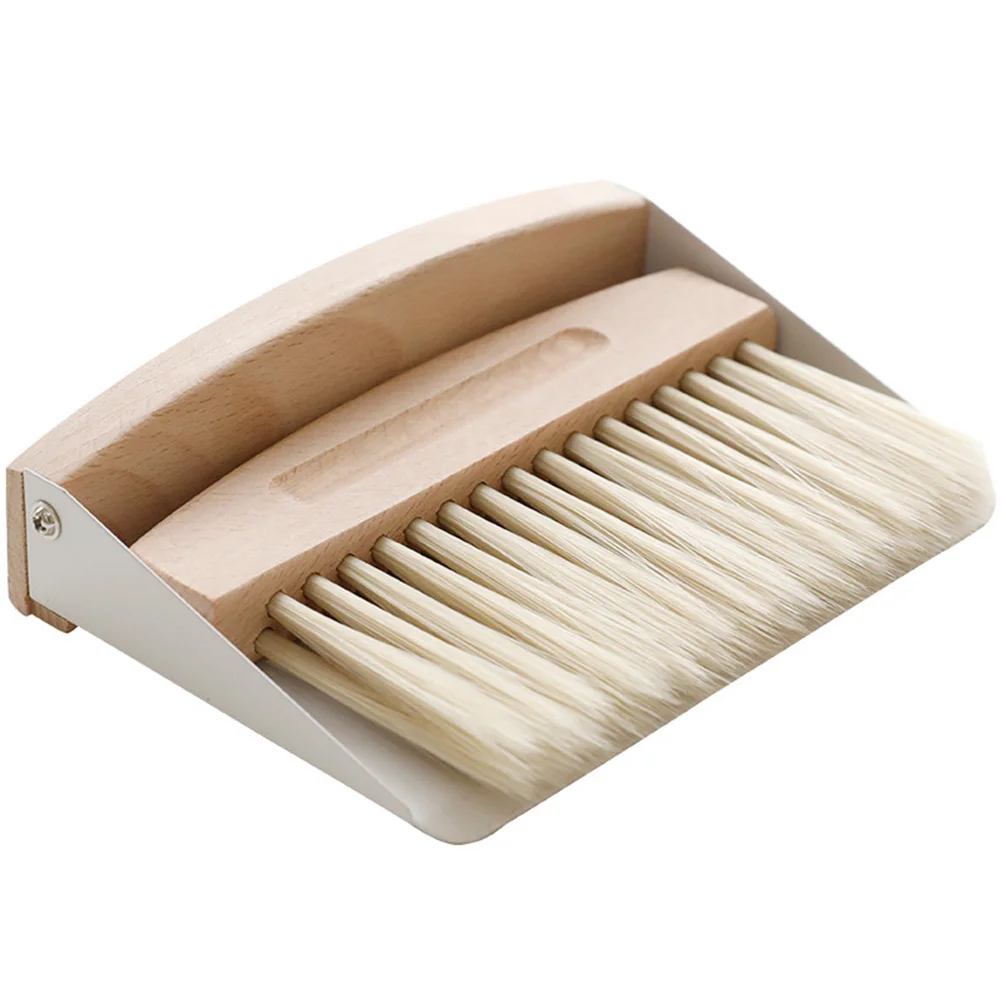 

Window Cleaner Mini Dustpan Brush Set Wood Small Metal Pan Natural Table Handy Brush Sweeping Home Kitchen Car Office Storage