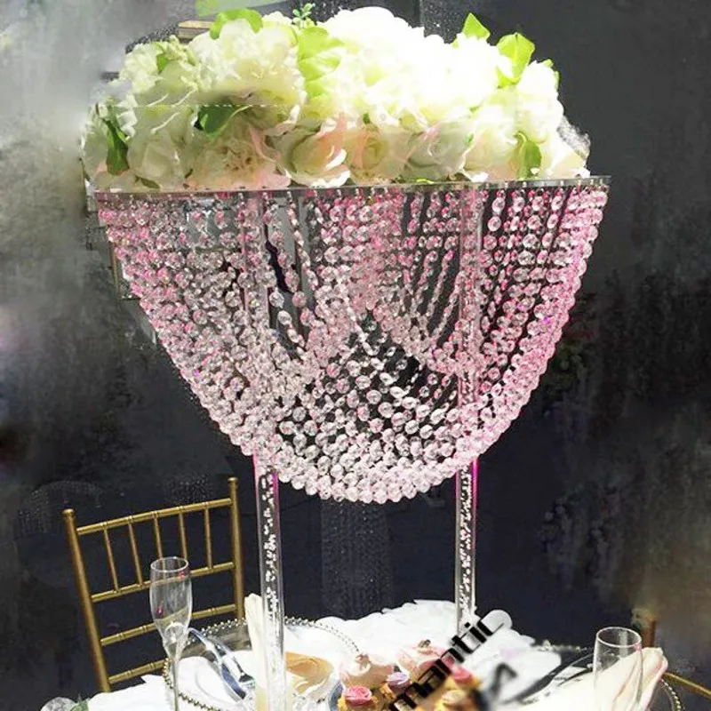 Crystal Wedding Table Centerpiece, Acrylic Flower Rack, Road Lead, Event Party, Home Decoration, 60cm Tall,Wholesale, 2,5,10 Set