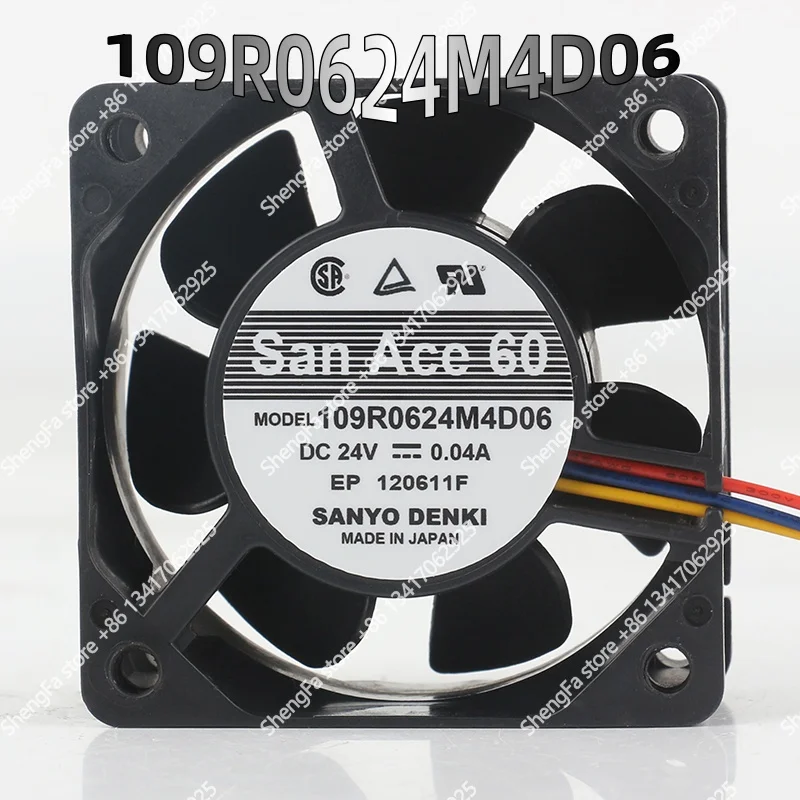 Original Sanyo 109R0624M4D06 6025  5V 12V 48V DC24V 0.04A 6CM Inverter Silent Heat Dissipation Fan