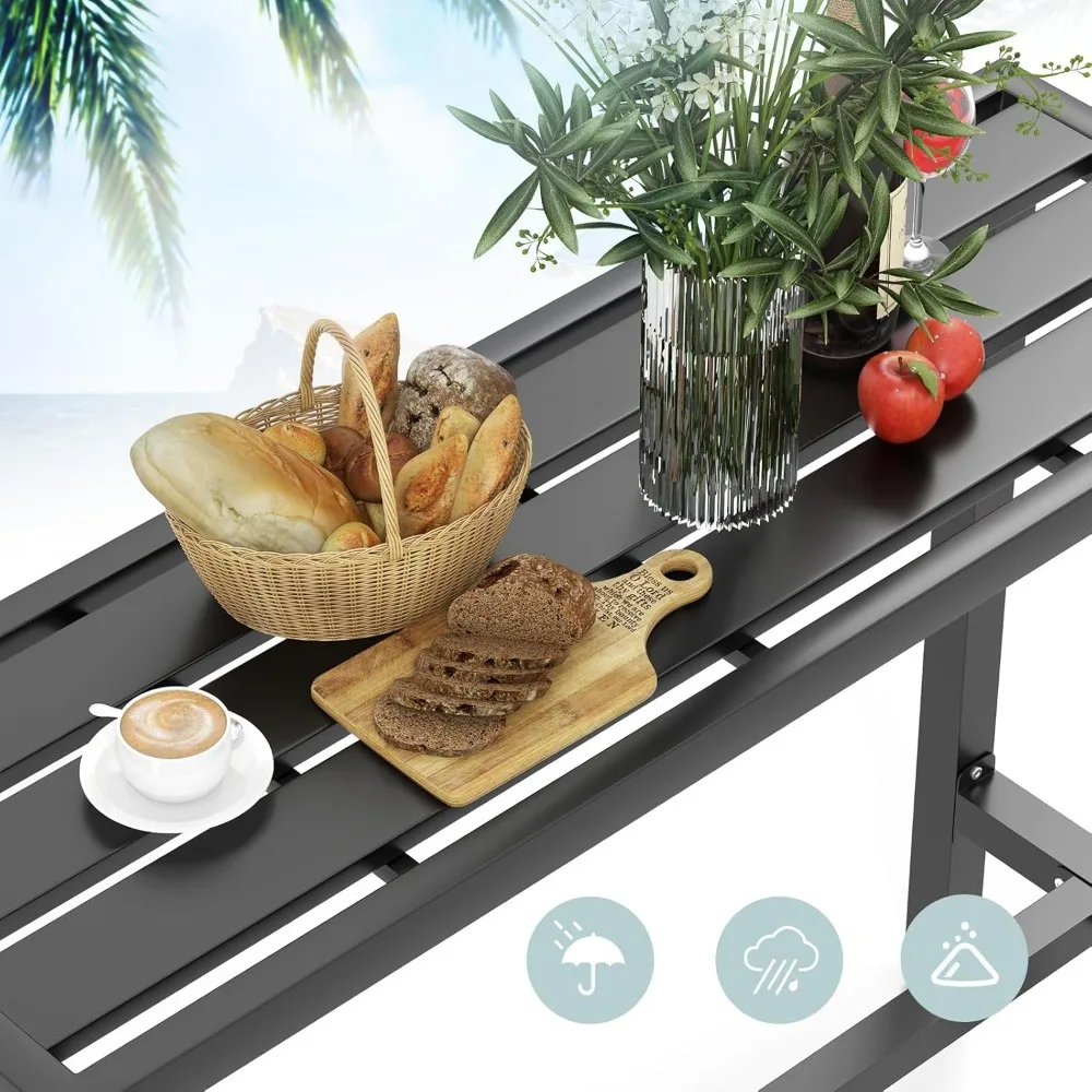 طاولة بار خارجية بعرض 48 بوصة، طاولة طعام ضيقة بارتفاع منضدة مع سطح مقاوم للماء وإطار معدني شديد التحمل، Recta