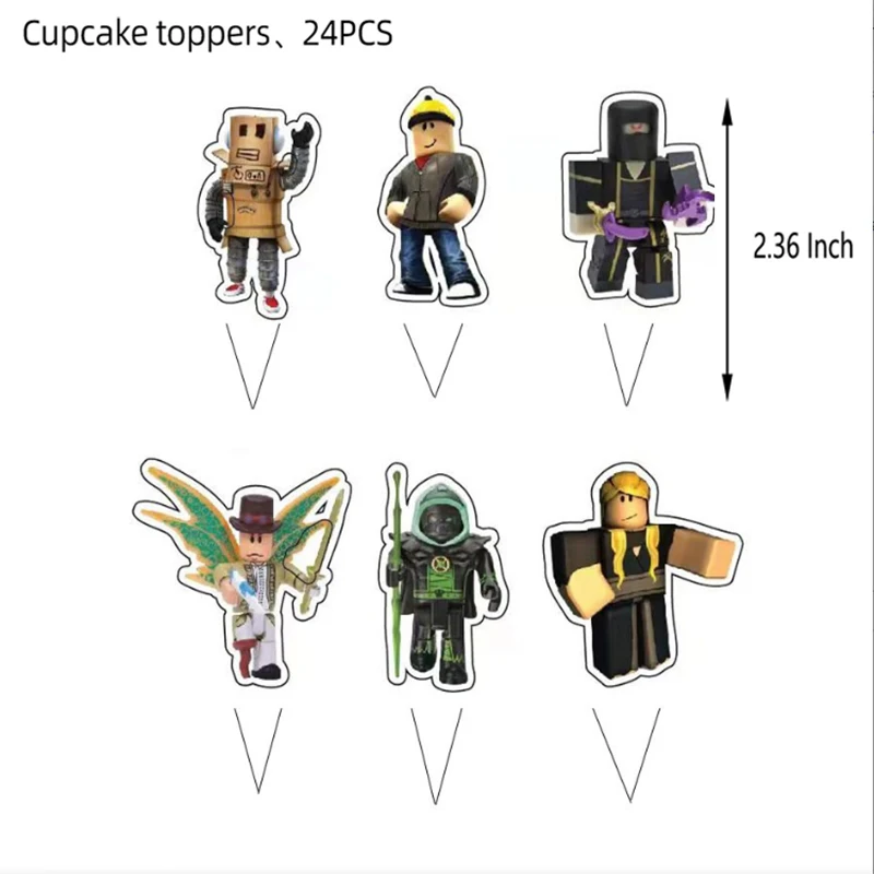 ROBLOX Tema Cupcake Toppers para Crianças, Decoração de Aniversário, Baby Shower Presente, Escolhas DIY, Meninas e Meninos, 25 Pçs/lote