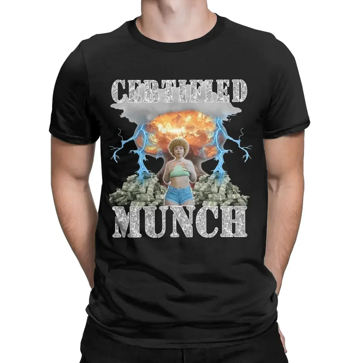 Men Proud Munch Certified Munch Ice Spice T Shirts 100% Cotton Tops Vintage Short Sleeve Round Neck Tee Shirt Summer T-Shirt