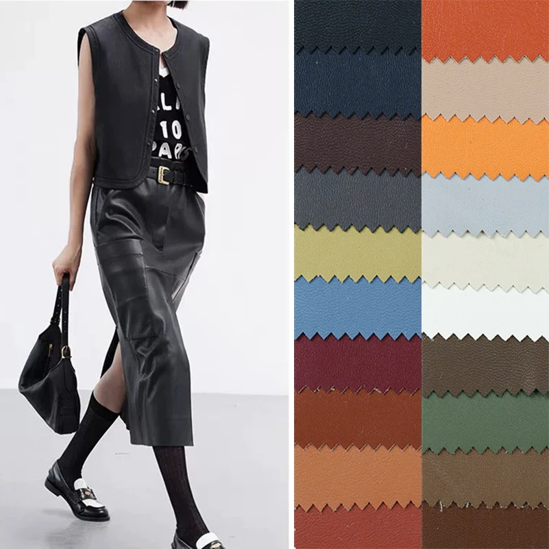 0.7mm Soft Protein PU Leather Semi Gloss Stretch Waterproof Fabric For Jacket Sofa by Half Meter