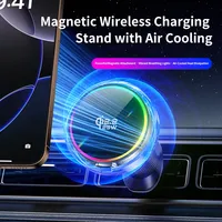 Air Cooling Car qi2.2 25W Magnetic Wireless Charger RGB Light Phone Holder For Magsafe iPhone 17 16 Pro Max Fast Charging Mount
