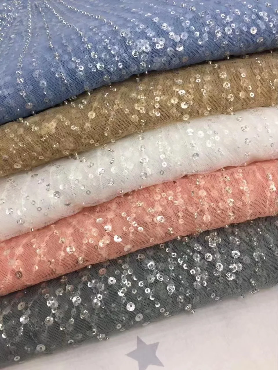 Nicelace 2022 Hot Colorful Embroideried Lace Fabrics With Beading And Sequins Soft Nylon Tulle For Wedding Gown Fashion Dresses