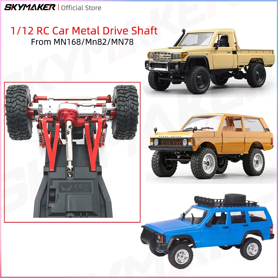 1/12 RC Car Crawler MN78 MN82 Mn168 Metal Drive Shaft CVD Driveshaft with 3mm To 4mm Shaft Sleeve  Upgrade Parts Accessories