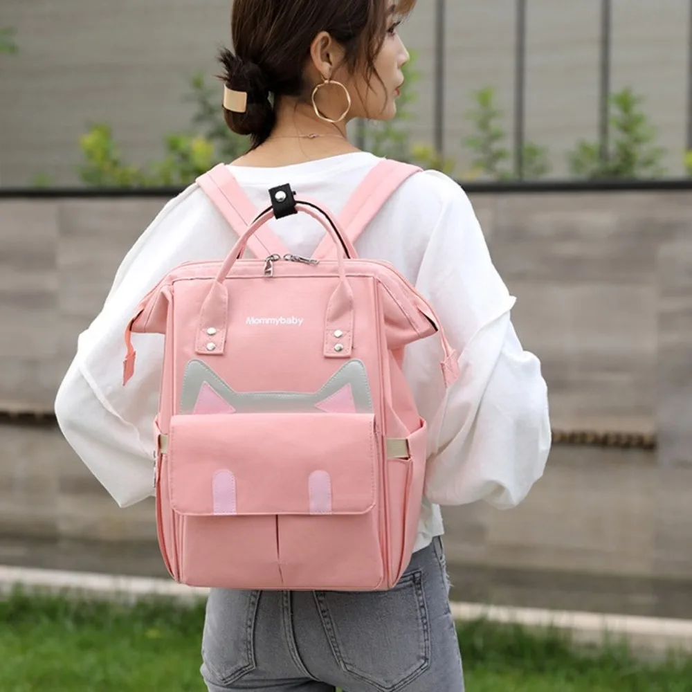 Oxford Cloth Cat Ear Mommy Backpack Anti Splash Water Multifunctional Baby Diaper Bag Portable Large Capacity Mommy Shoulder Bag