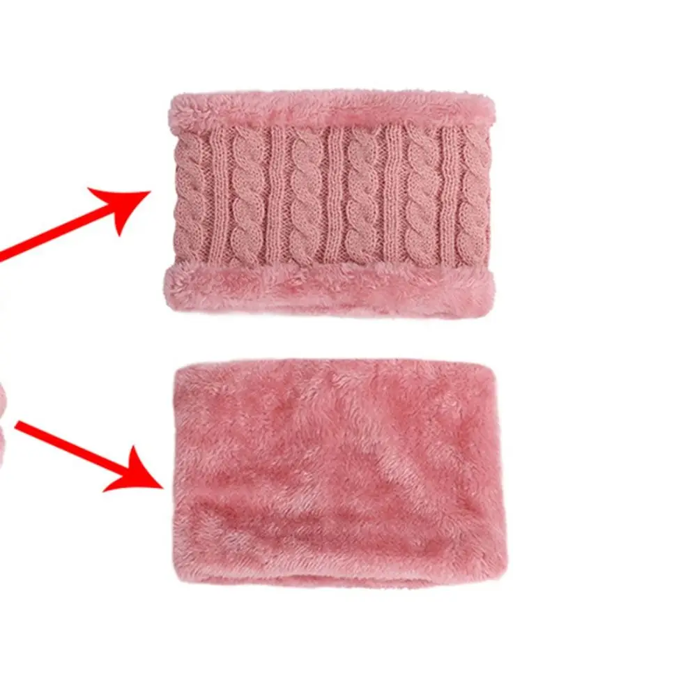 Solid Color Baby Hat Scarf Gloves Set Warm Thicken Knitted Beanie Toddler Bonnet Pompom Windproof Winter Hat Scarf Gloves view 3