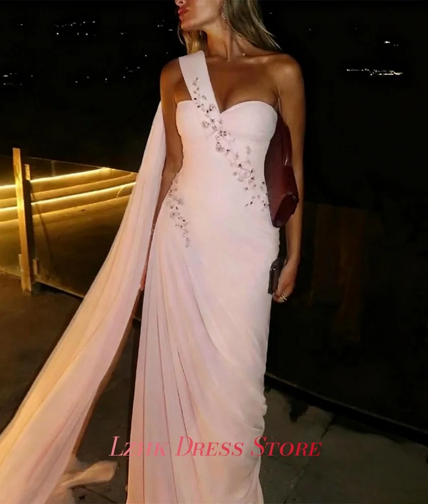 Customized Temperament Chiffon Straight Crystal Beading Evening Dress High Quality Sweetheart Sleeveless Special Occasion Gowns