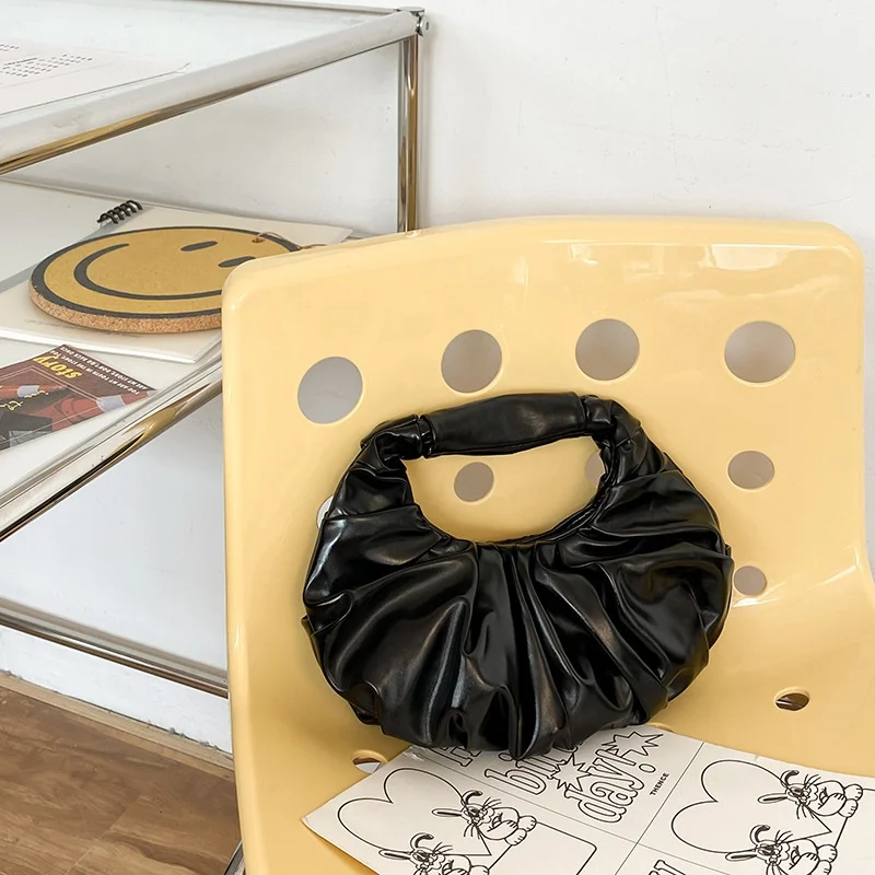 

Fashion Pleated Handlebags for Women PU Cloud Bags Leisure Armpit Bag Shopping Shoulder Bags Dumpling Handbag Female Hand Bags