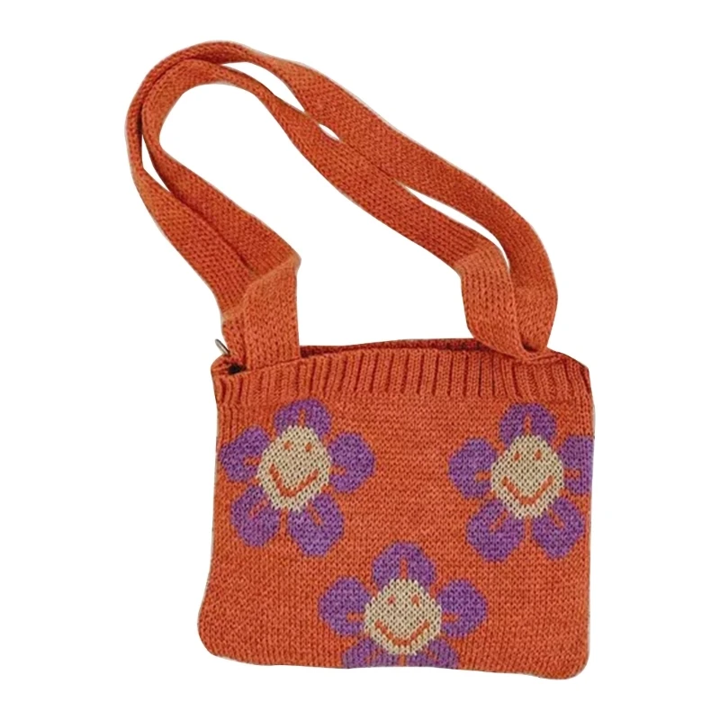 Bolso pequeño trenzado de punto para niñas, lindo bolso cruzado, Mini bolso de hombro E74B