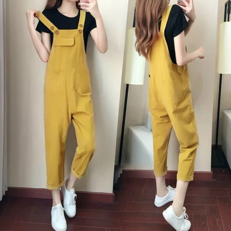 Jumpsuits Women Spring Ankle-length Suspenders All-match Solid Loose 4XL Womens Leisure Korean Style Stylish Chic Monos Mujer