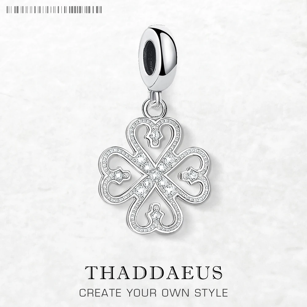 Heart Clover Lucky Dangle Charm Pendant For Women 925 Sterling Silver Trendy Brand New Gift