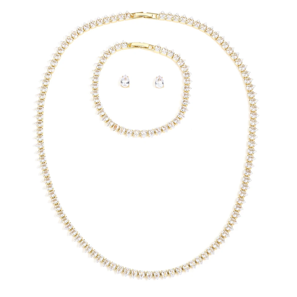 ZAKOL Gorgeous Buling AAA Clear Round Cubic Zirconia Ślubny naszyjnik ślubny Kolczyki Zestaw biżuterii imprezowej dla kobiet — zdjęcie 2