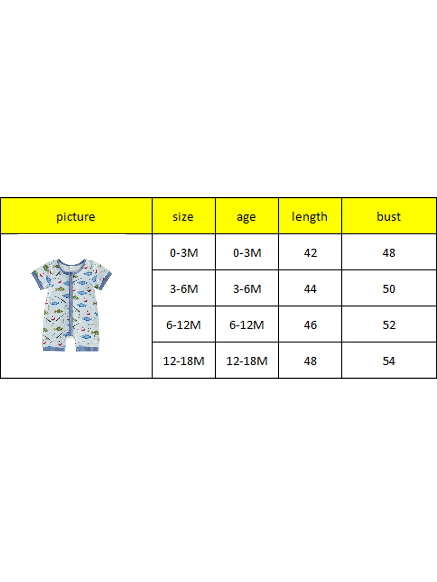 

Trendy Toddler Beach Romper Stylish Ocean Fish Patterned Short Sleeve Round Neck Zipper Closure for Summer Fun