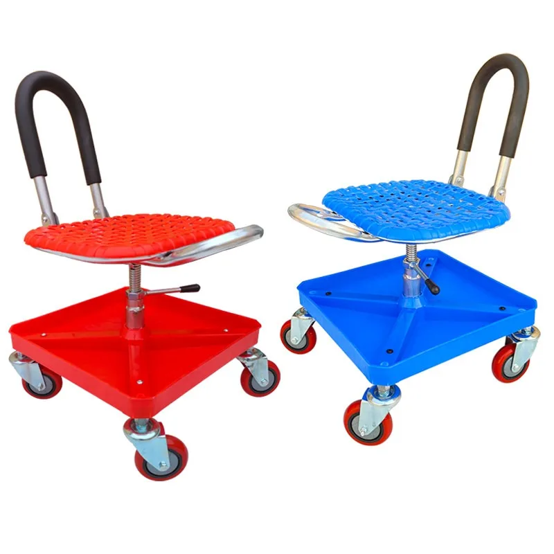 Rolling Foldable Work Stool Universal Wheel Workshop Seat Auto Repair Warehouse and Ceramic Tile Construction Chair