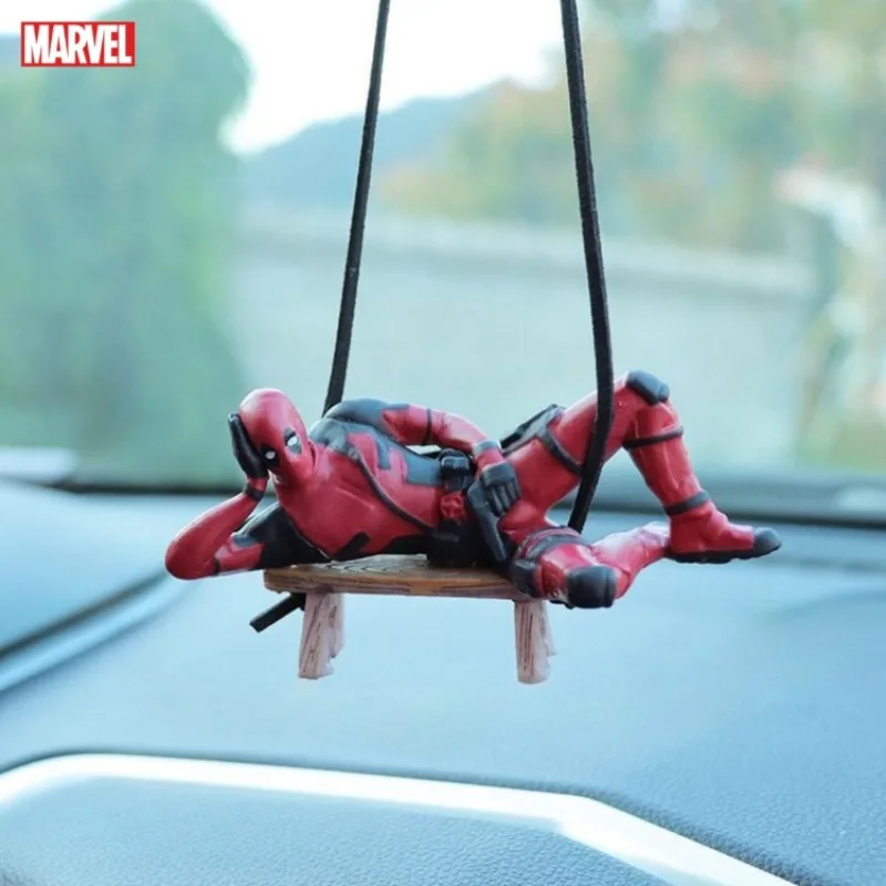 Marvel Deadpool Peripheral Movies Creative Sitting Swing Style Car Rearview Mirror Pendant Car Decoration Boys Gift Wholesale