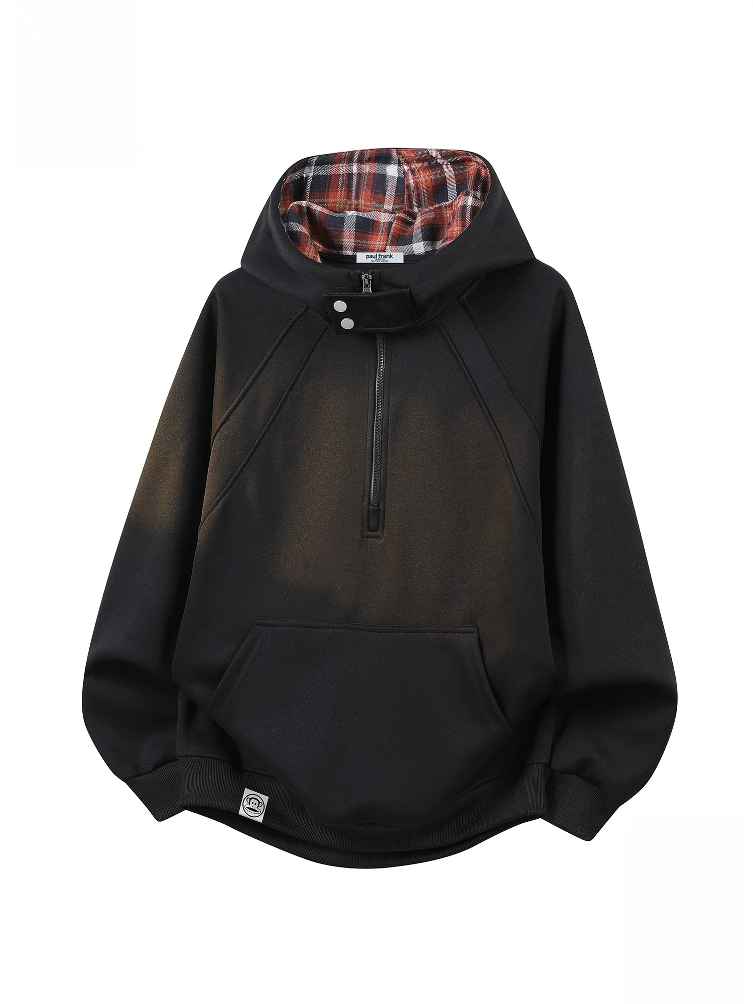 

PaulFrank Retro Plaid Hoodie Men's Spring New Loose Casual Long Sve Top Comfortable Polyester Fiber Youth ular Streetwear