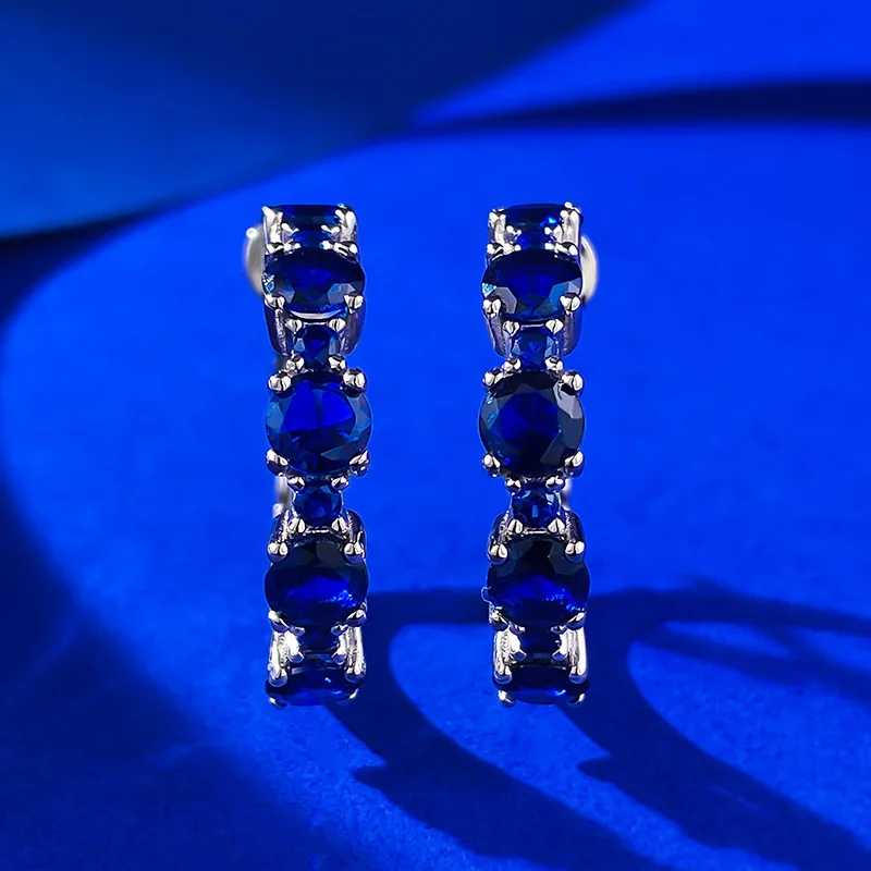 Apaison Full High Carbon Diamond Stud Earrings For Women 100% 925 Sterling Silver Sparkling Ear Studs Female Fine Jewelry